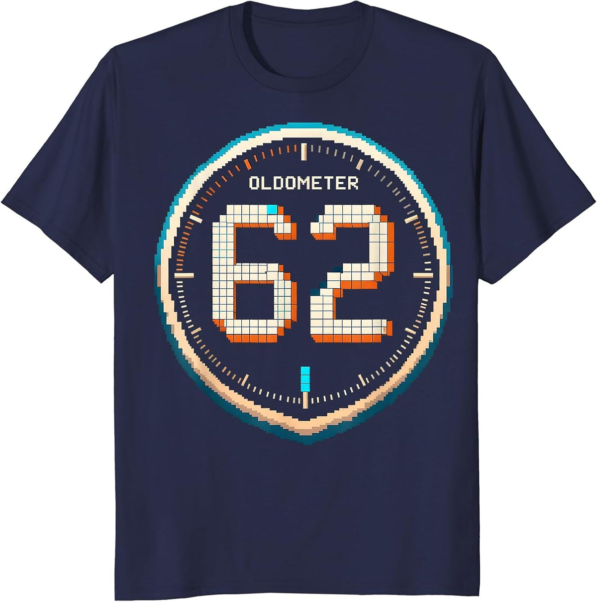 OLDOMETER 62 Funny Milestone Birthday Gift T-Shirt - Navy Blue