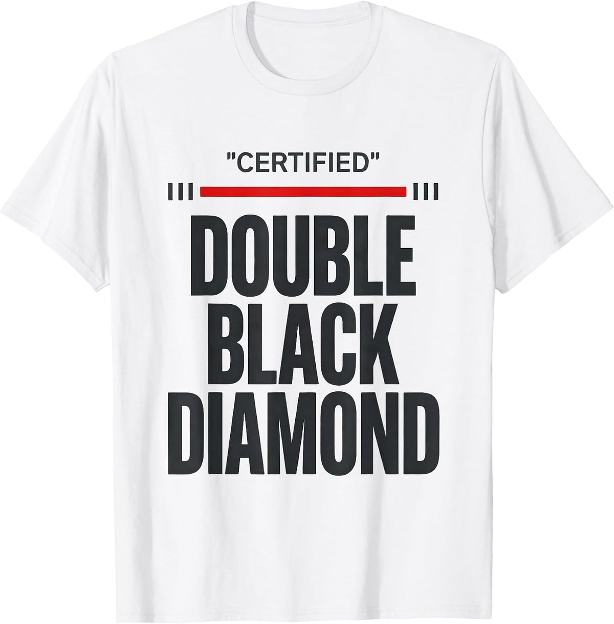 Men's Certified Double Black Diamond Funny Ski Snowboard T-Shirt - White