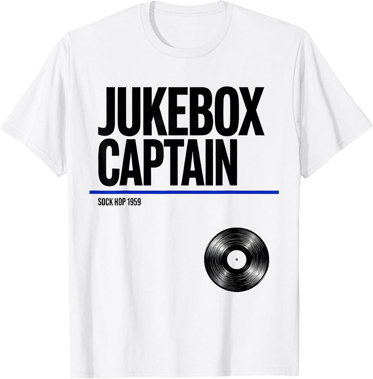 Men's Jukebox Captain Sock Hop 1959 Retro 1950s Rockabilly Party T-Shirt - White