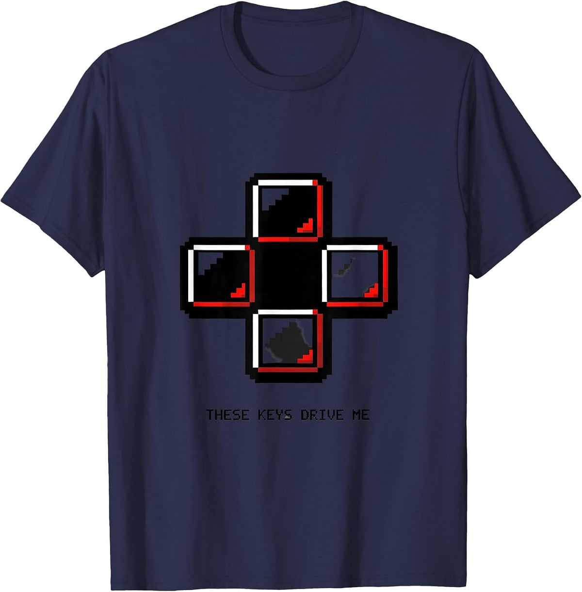 These Keys Drive Me Pixel Art Gamer Quote T-Shirt - Navy Blue