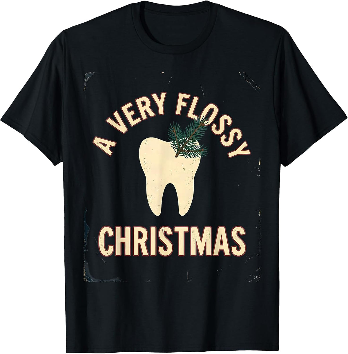 Men's A Very Flossy Christmas Vintage Dental Holiday Humor Dentist T-Shirt - Black