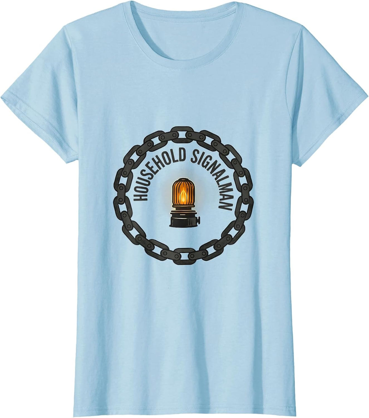 Household Signalman Editorial Conceptual Train Enthusiast T-Shirt - Baby Blue