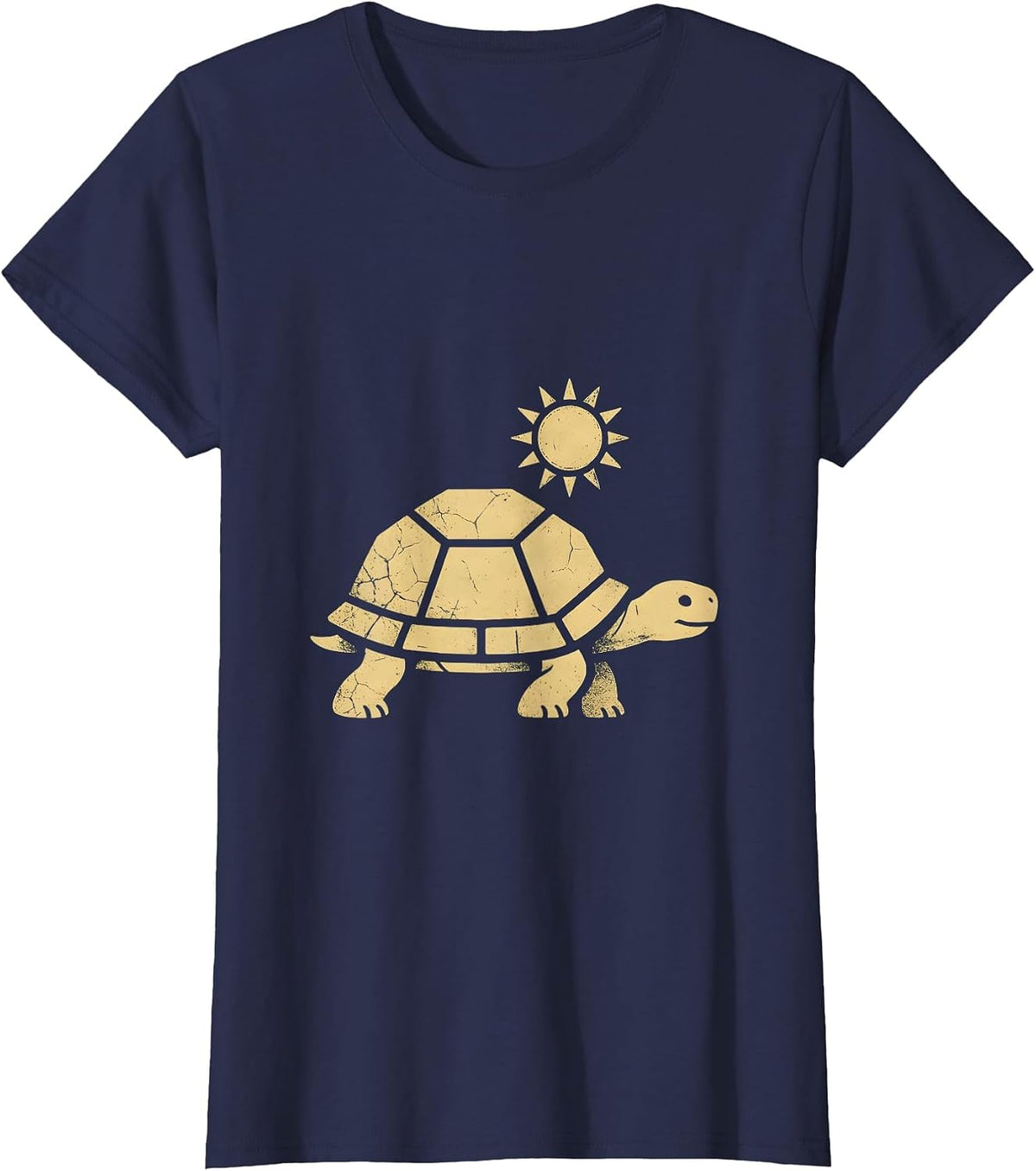 Women's Desert Tortoise Walking Under Hot Sun Western T-Shirt - Navy Blue