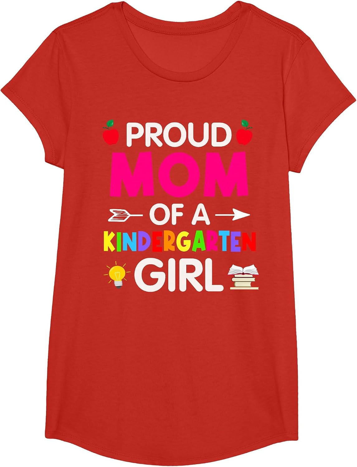 Proud Mom of A Kindergarten First Day of School Mom Daughter T-Shirt - Girls Red