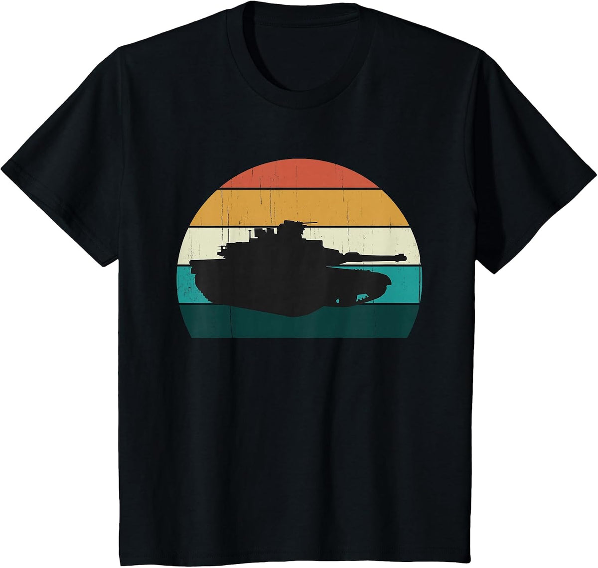 Vintage Abrams M1 - Retro Sunset American Main Battle Tank T-Shirt - Black