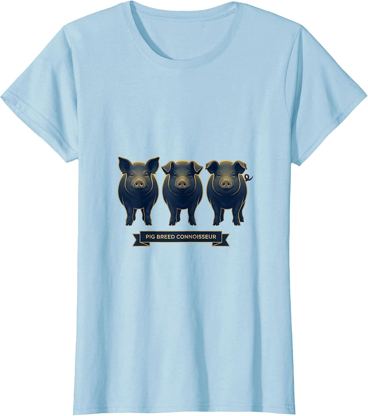 Pig Breed Connoisseur Funny Pet Pig Lover Emblem T-Shirt - Baby Blue