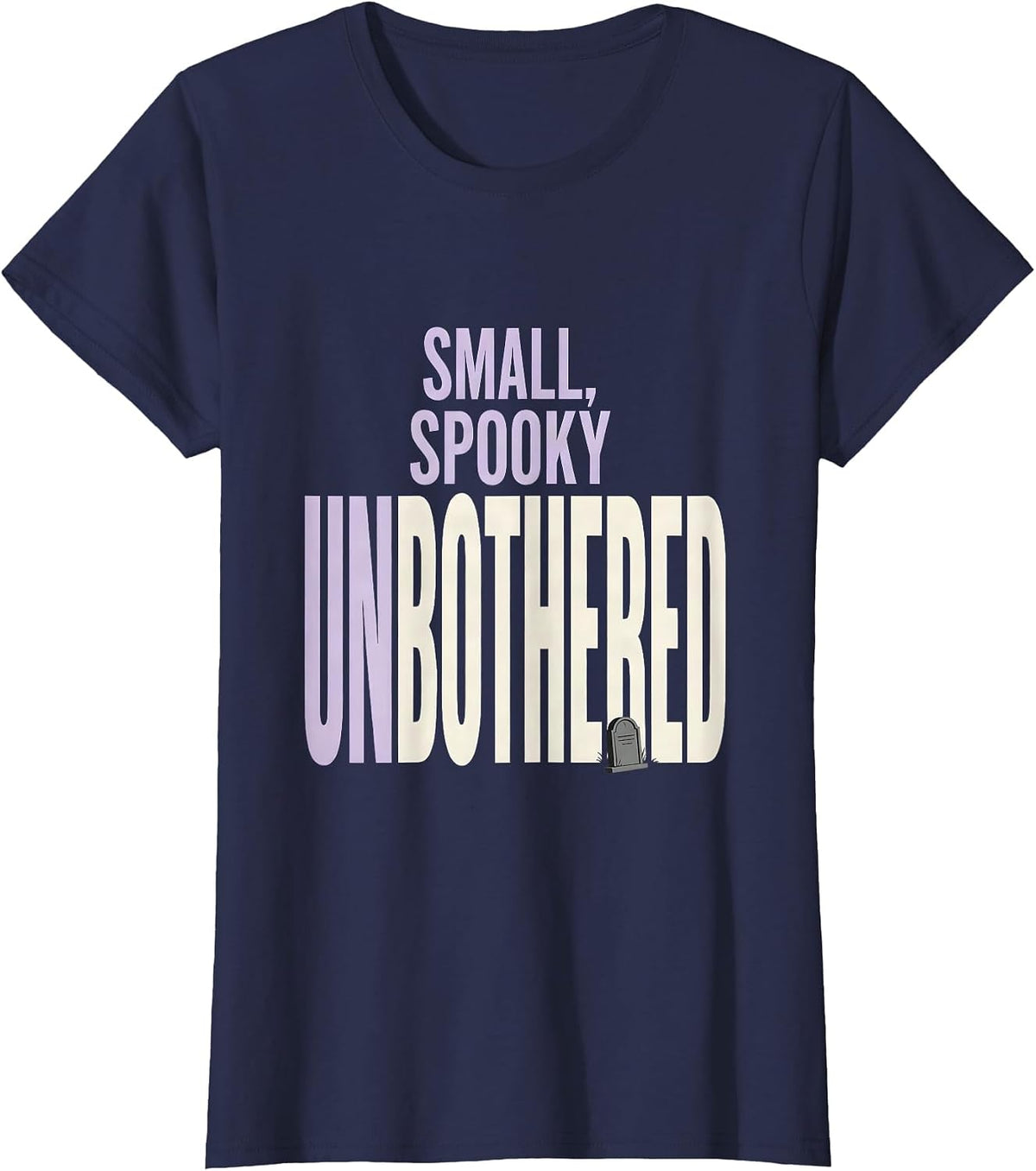 Women's Small Spooky Unbothered Kawaii Pastel Goth Cute Creepy T-Shirt - Navy Blue