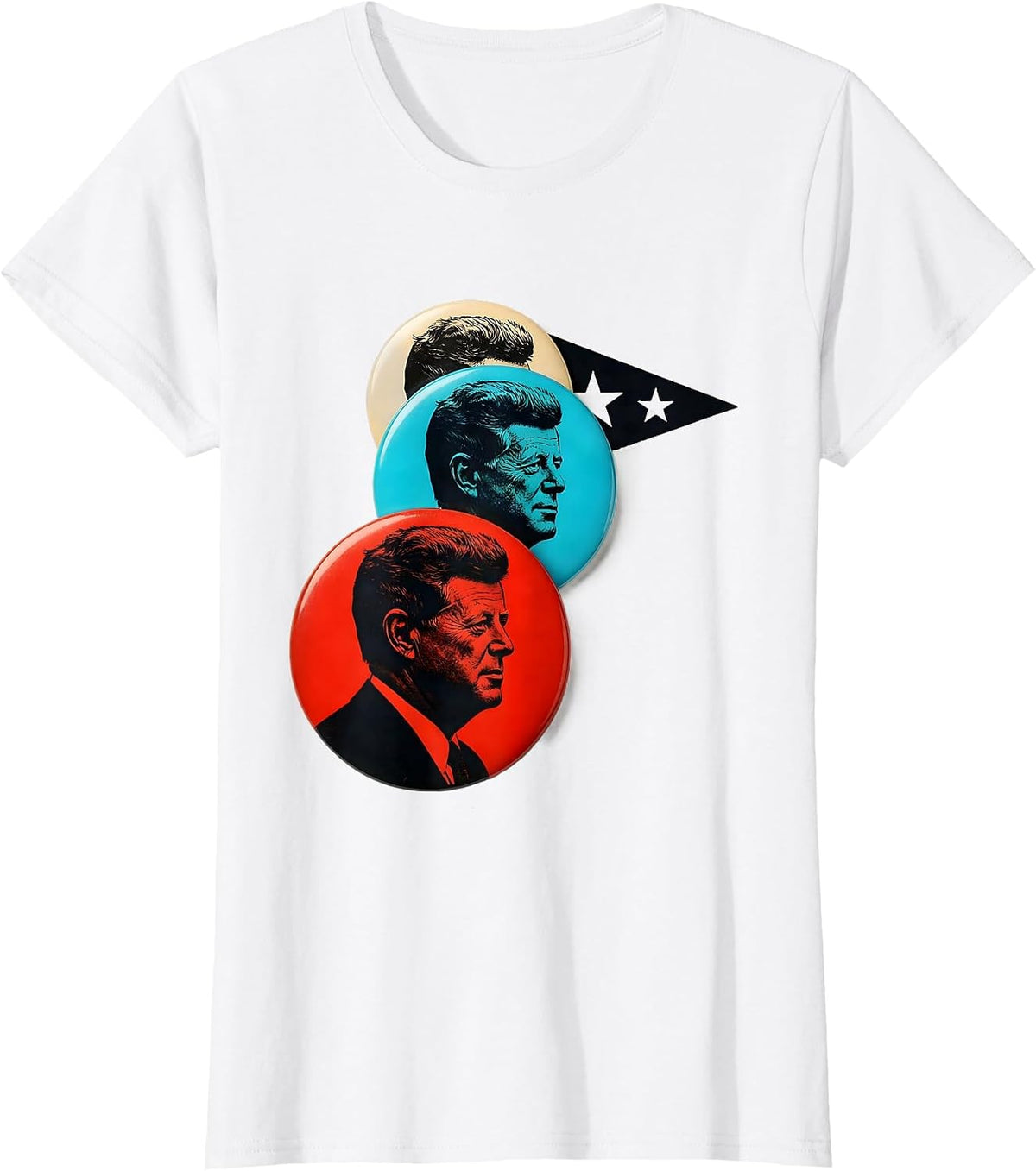 JFK Campaign Buttons Retro Political Nostalgia T-Shirt - White