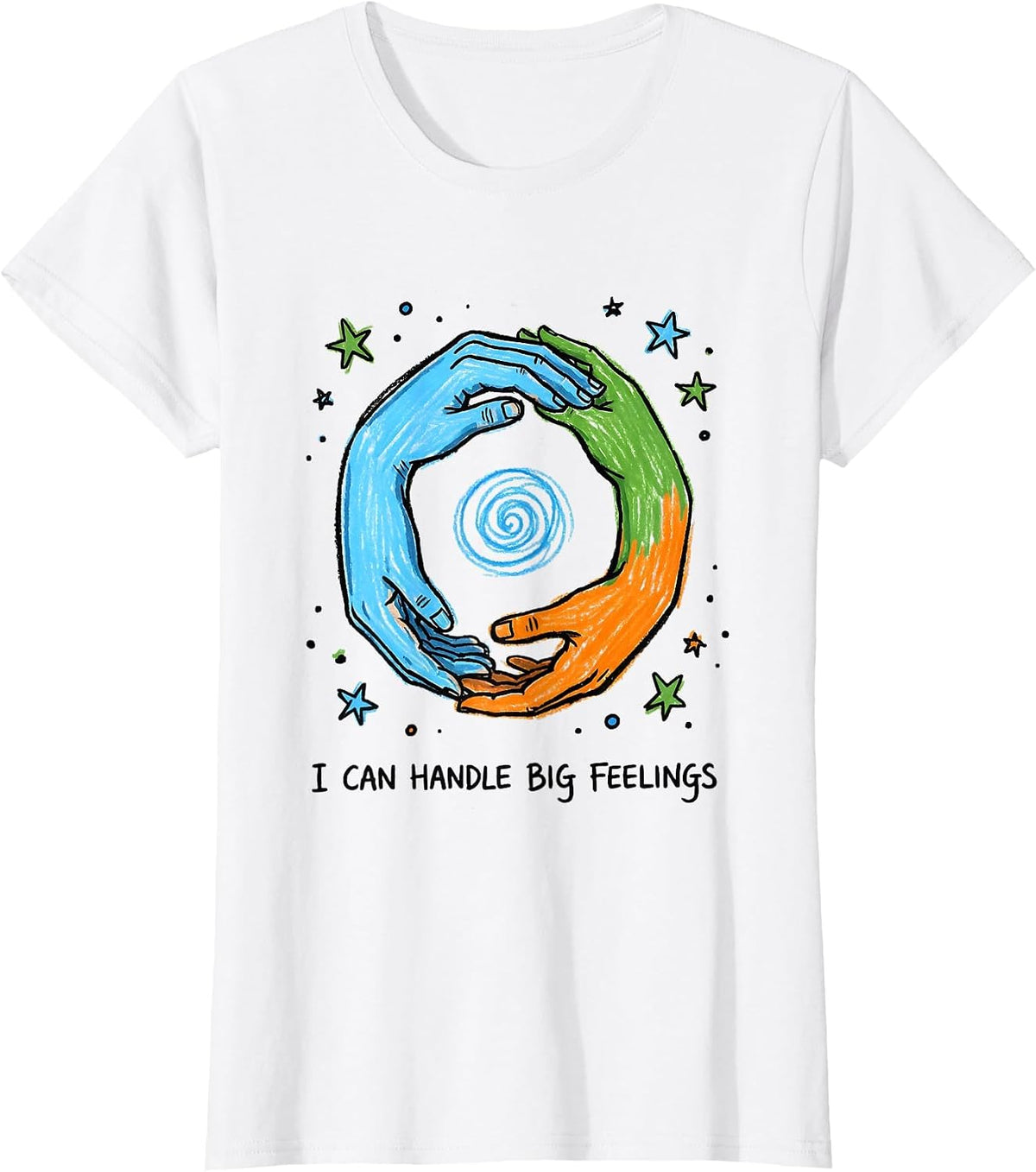 Women's I Can Handle Big Feelings Naive Kidcore Mental Health T-Shirt - White