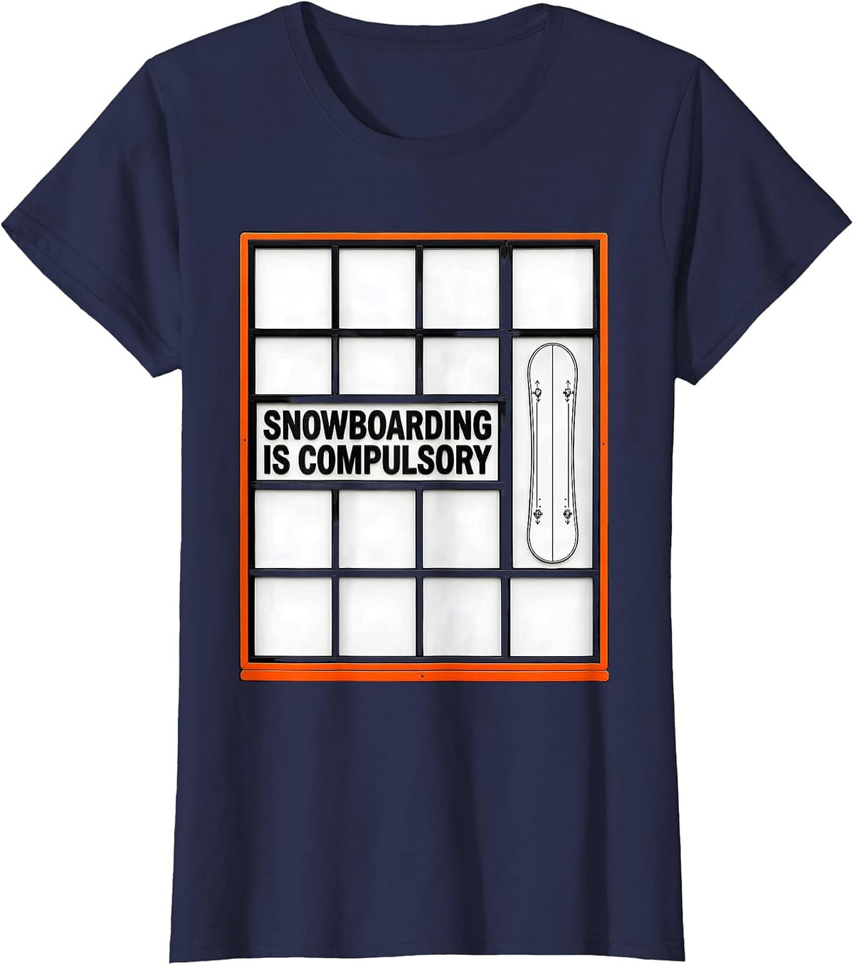 Women's Snowboarding Is Compulsory Geometric Snowboarder Pride T-Shirt - Navy Blue