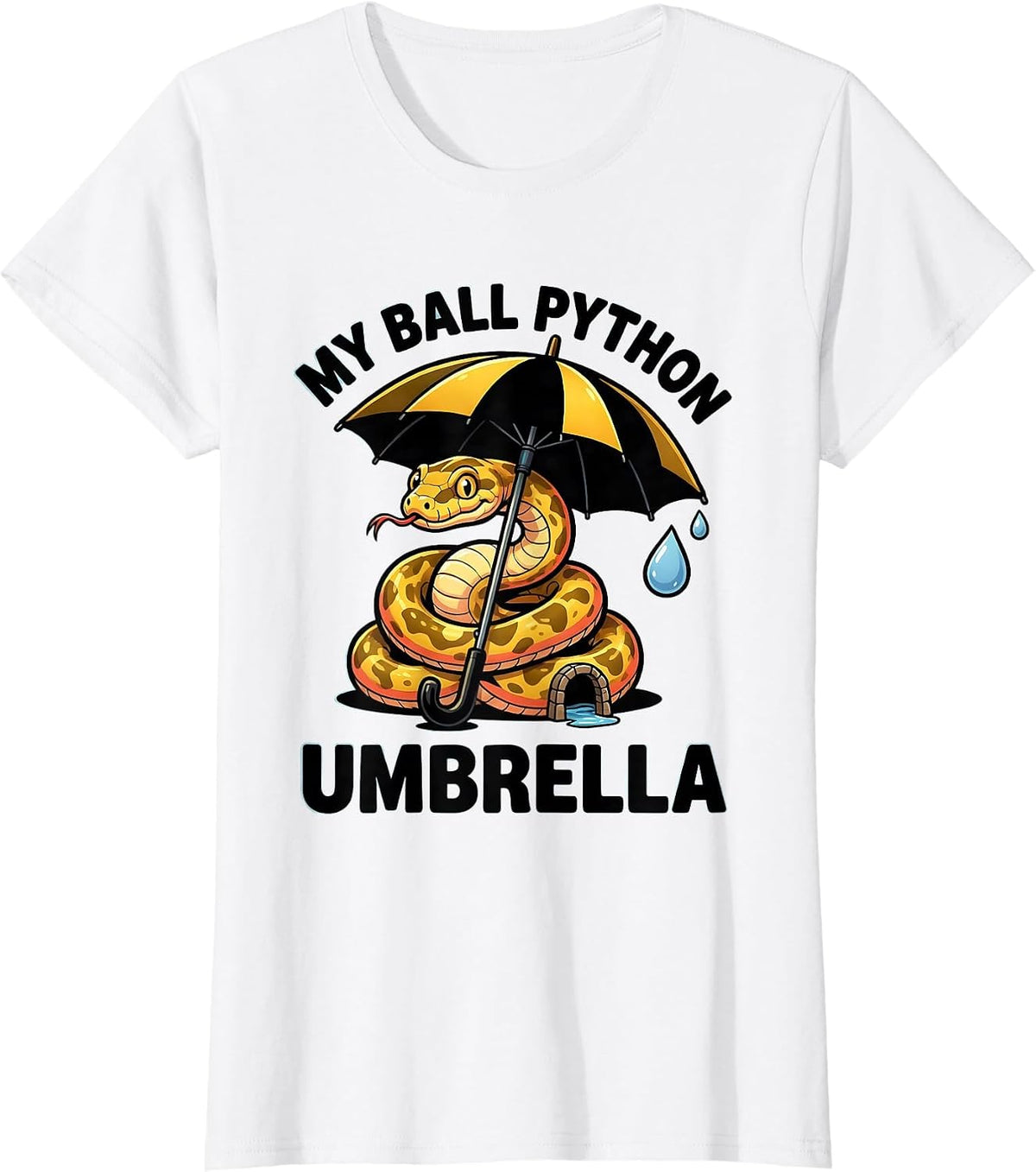 Women's My Ball Python Umbrella Funny Reptile Lover Snake Humor T-Shirt - White