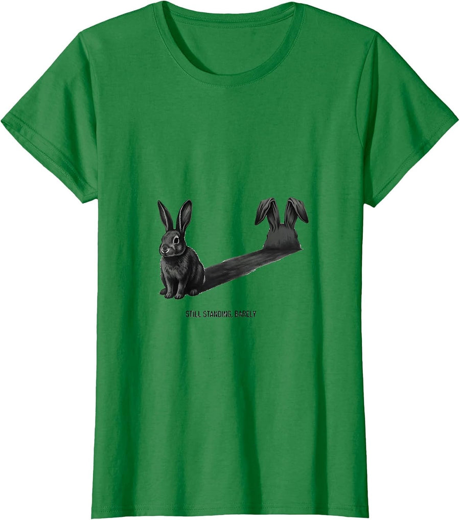 Women's Still Standing, Barely Creepy Cute Goth Bunny Horror T-Shirt - Kelly Green