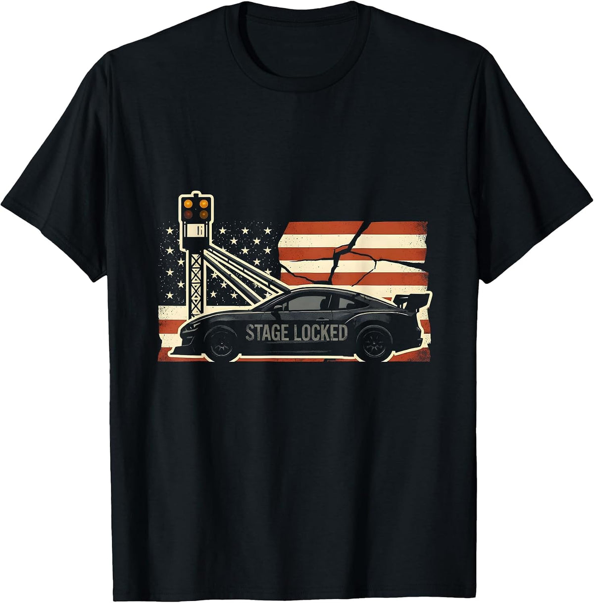 Men's Stage Locked Patriotic RC Car Racing Sprint Car Hobbyist T-Shirt - Black