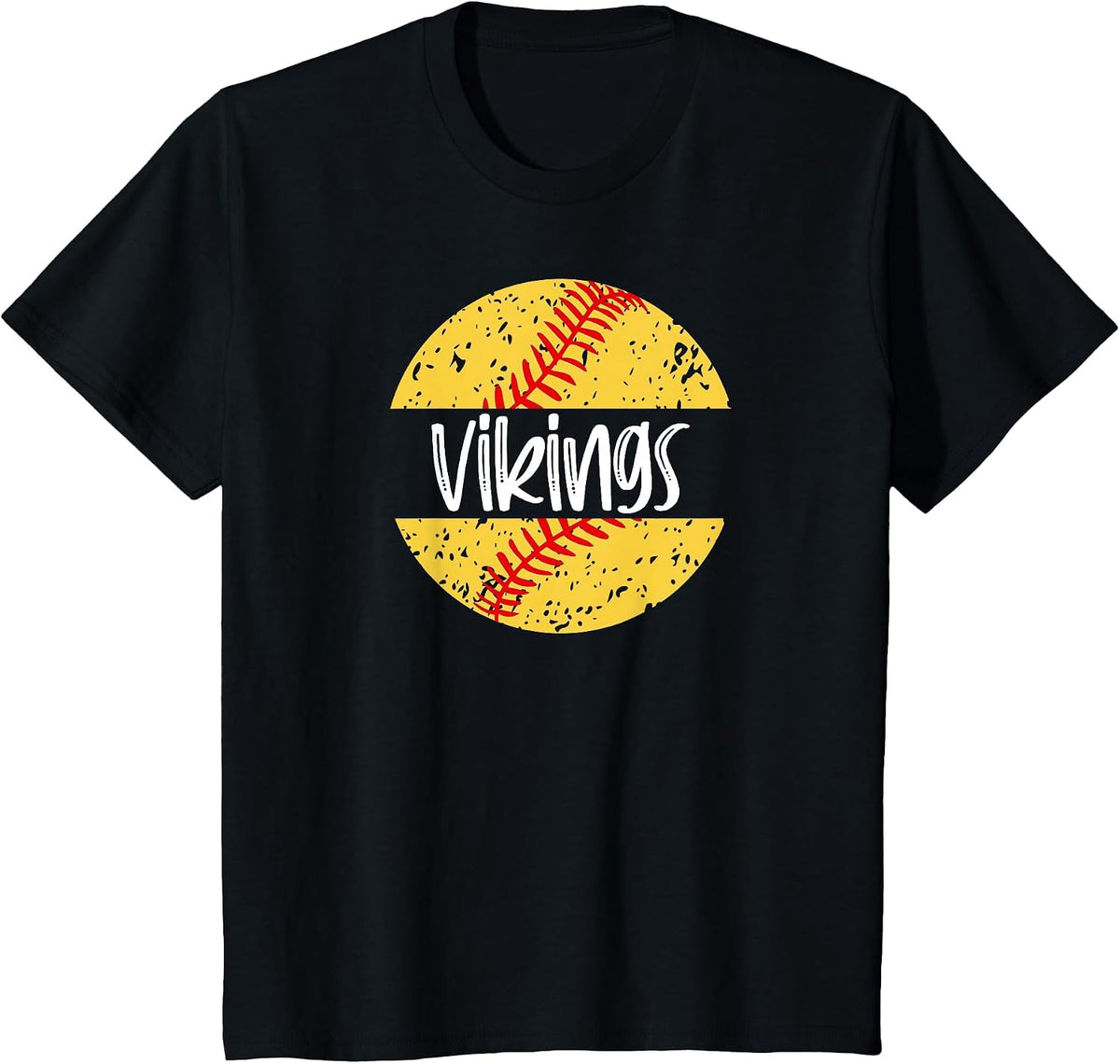 Vikings Softball Team Mascot School Spirit Game Day T-Shirt - Black