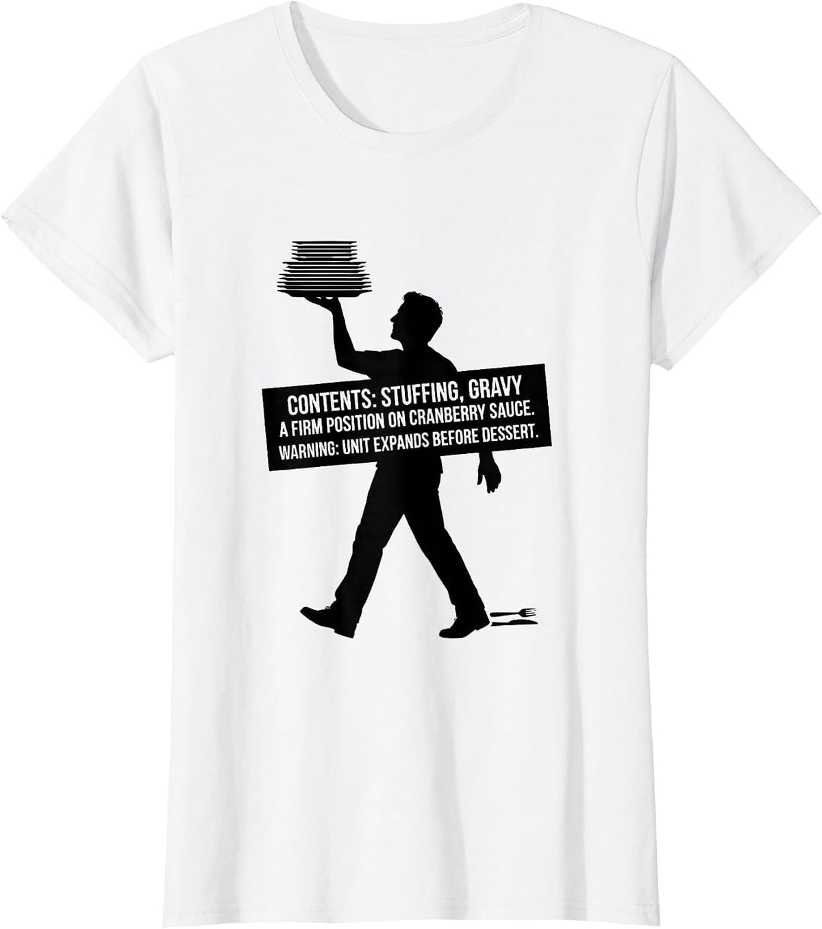 Women's Thanksgiving Nutrition Label Stuffing Gravy Parody T-Shirt - White