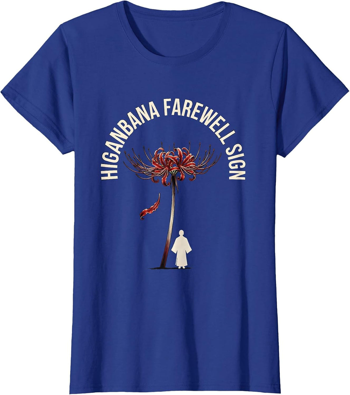 Women's Higanbana Farewell Sign Horror Anime Kawaii Goth Aesthetic T-Shirt - Royal Blue