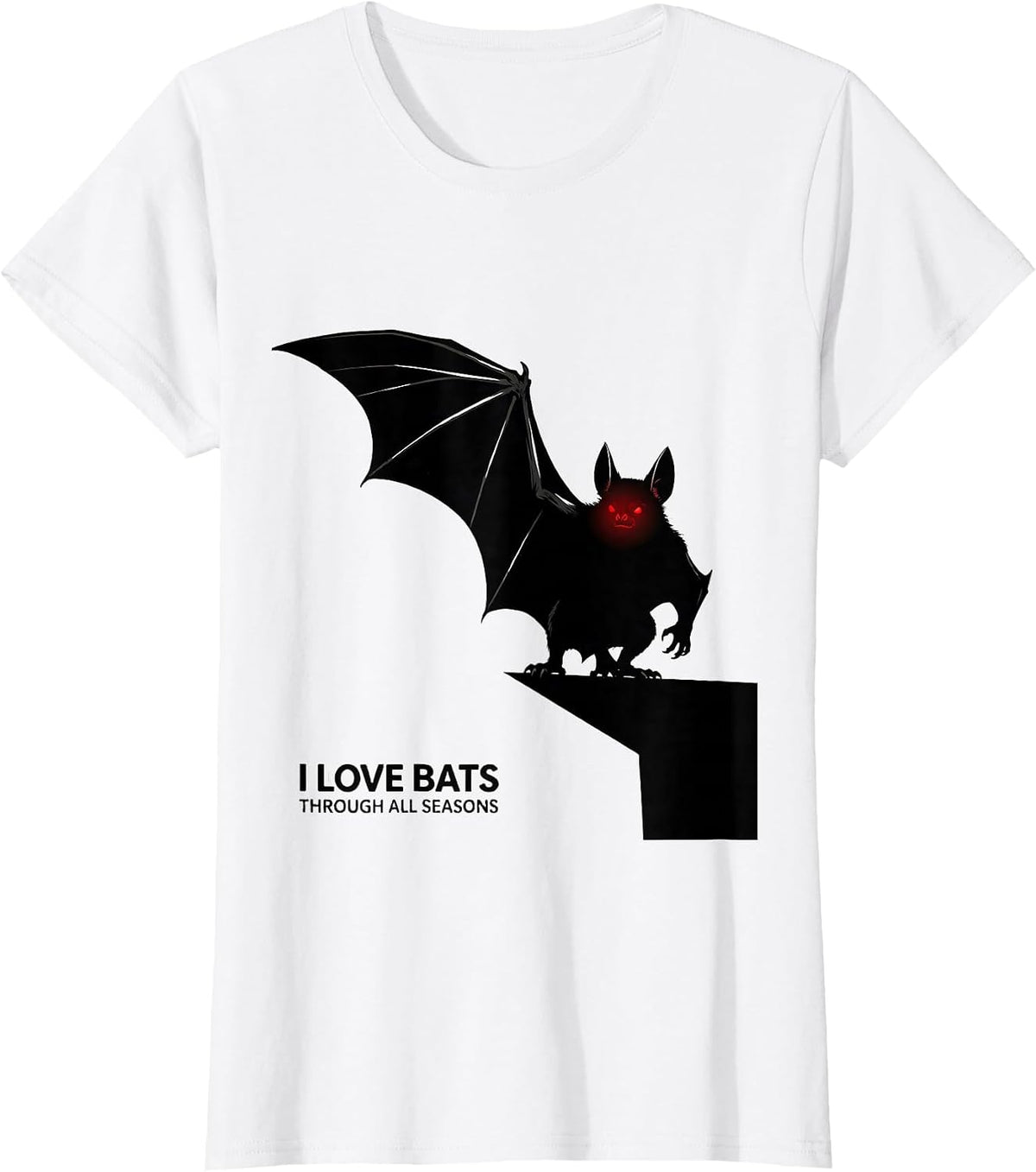 Women's I Love Bats Through All Seasons Vintage Bat Lover Halloween T-Shirt - White