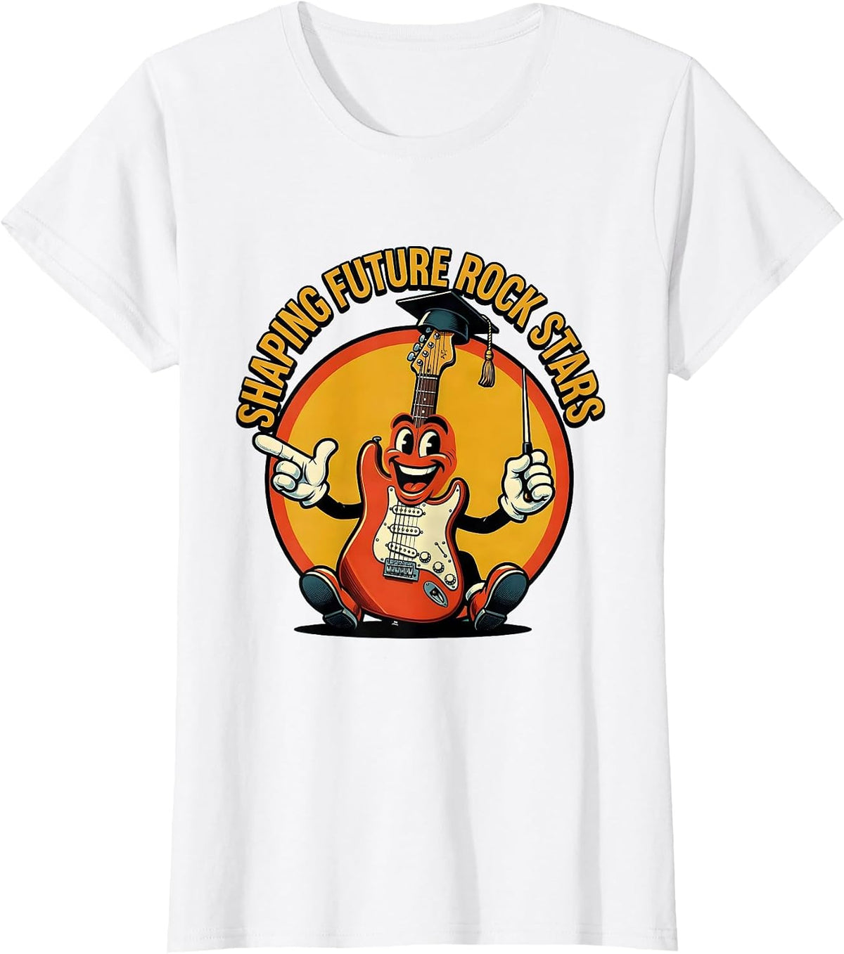 Women's Shaping Future Rock Stars Music Teacher Design T-Shirt - White