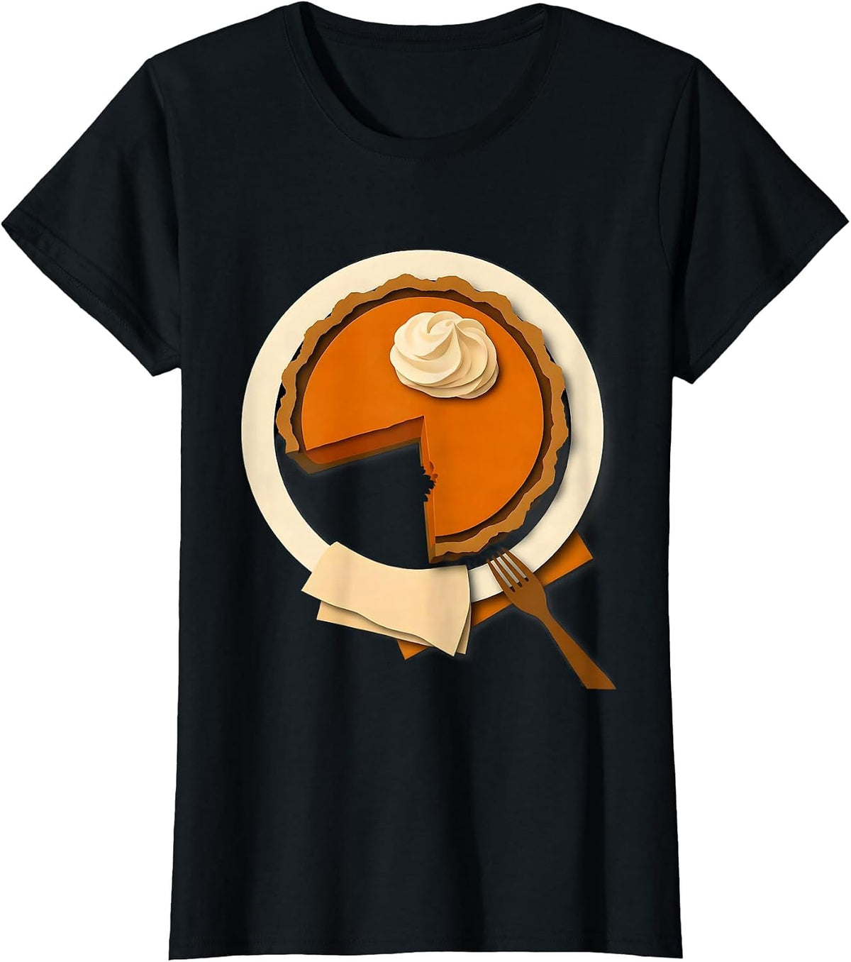 Oversized Pumpkin Pie Wedge Playful Thanksgiving Humor T-Shirt - Black