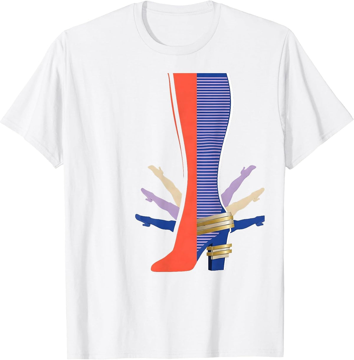 Showgirl Chorus Line Kick Dance Graphic Tee T-Shirt - White