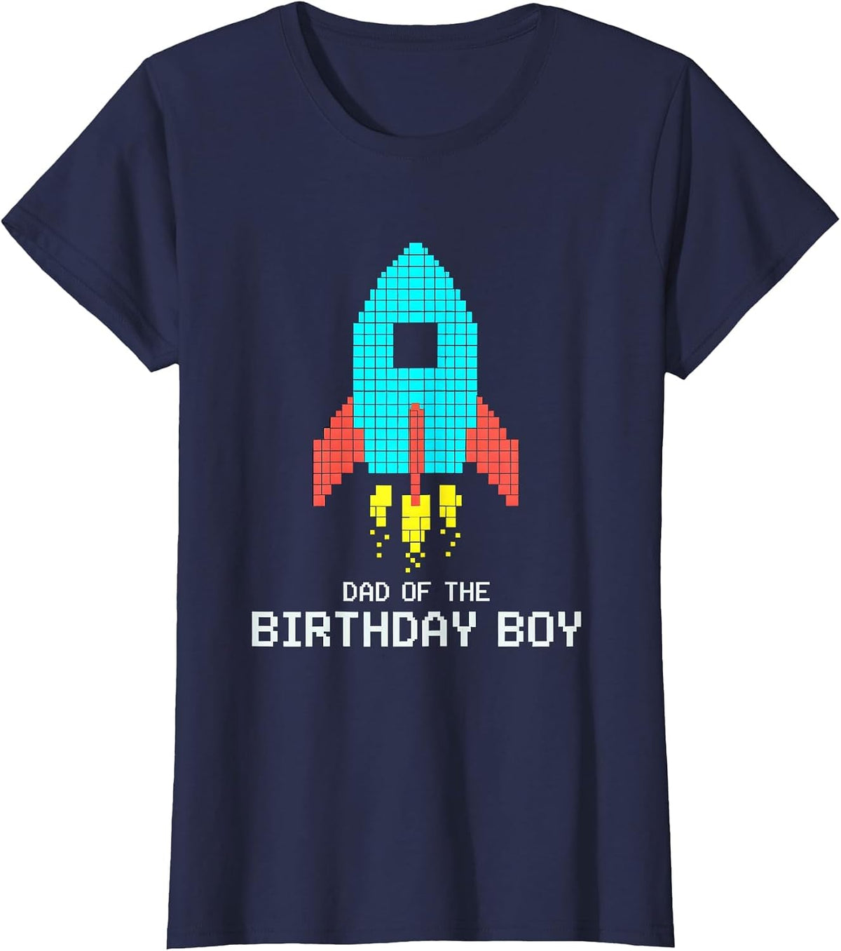Women's Dad Of The Birthday Boy Pixel Art Family Matching Party T-Shirt - Navy Blue