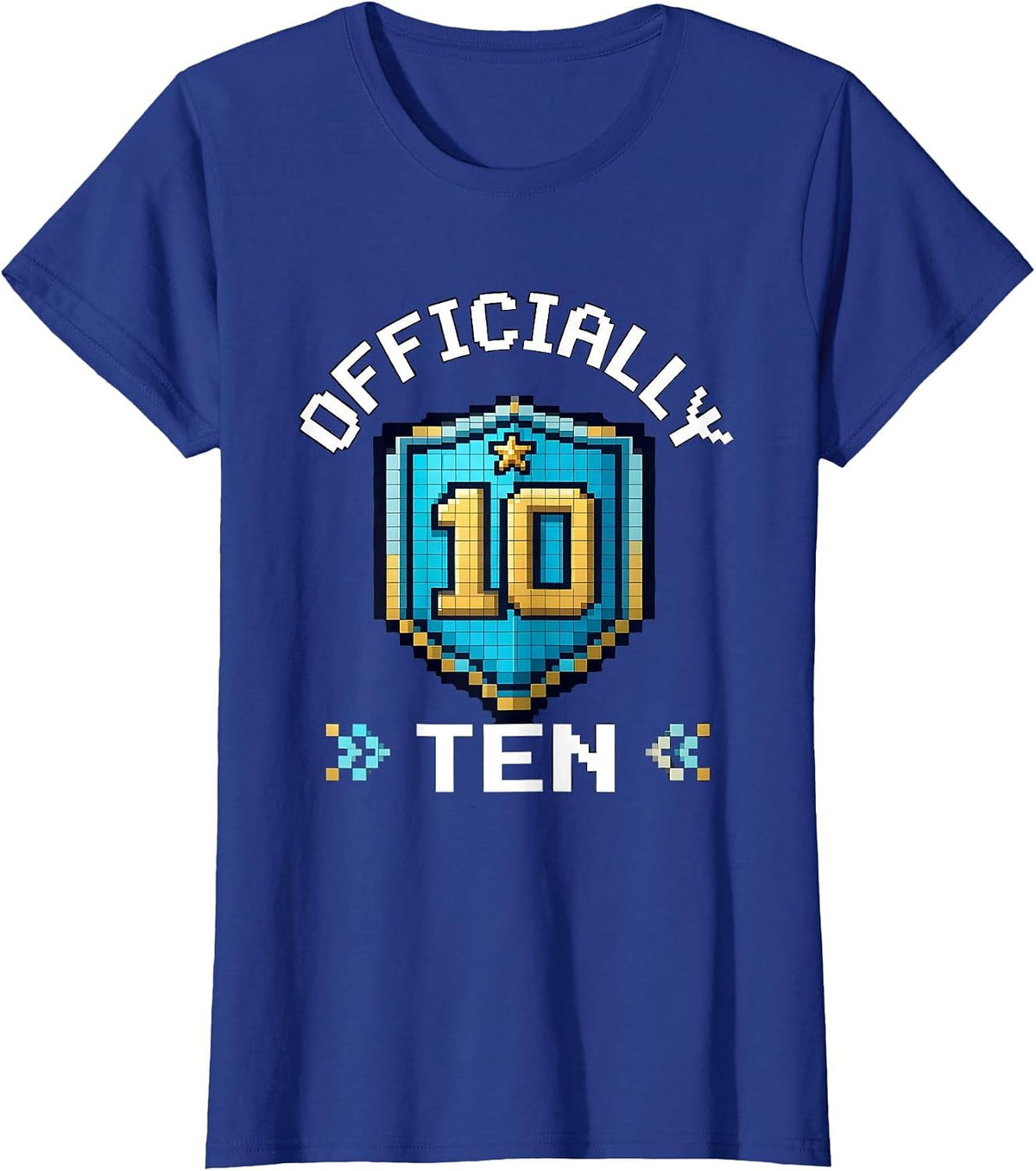 Women's Officially Ten Pixel Art Gaming Birthday Milestone T-Shirt - Royal Blue