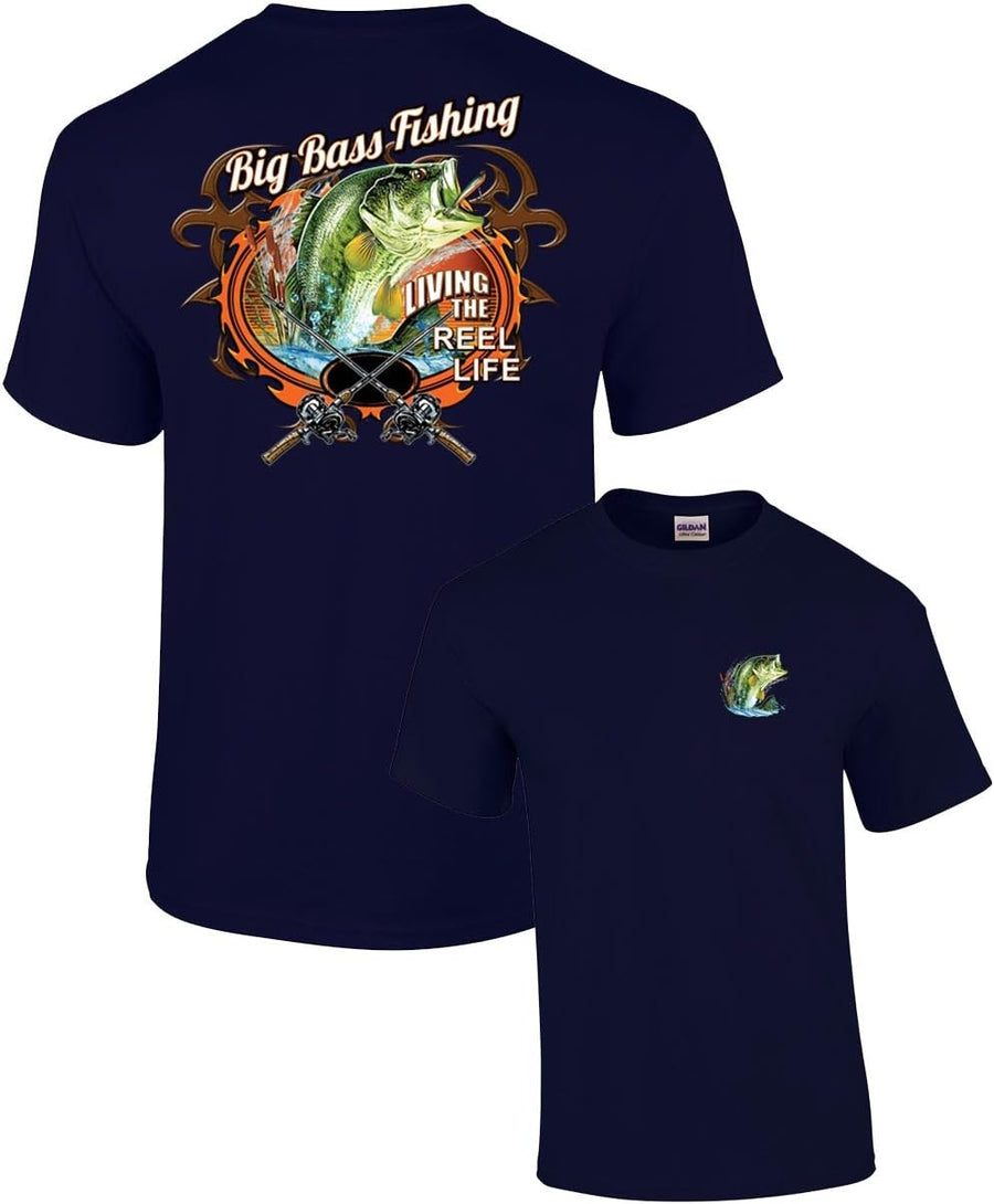 Big Bass Fishing T-Shirt Fisherman Outdoors Fish Boating Sporting Sport - As Pictured