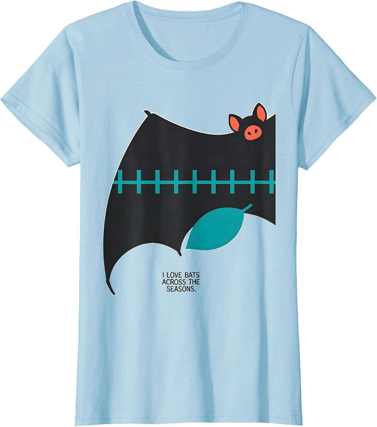 Women's I Love Bats Across The Seasons Vintage Bat Lover Halloween T-Shirt - Baby Blue