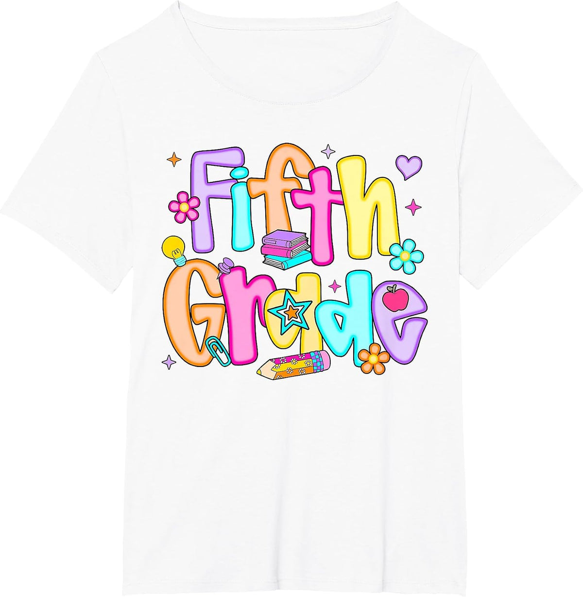 Preppy Fifth Grade Back to School 5th Grade Teacher Girl Boy T-Shirt - White