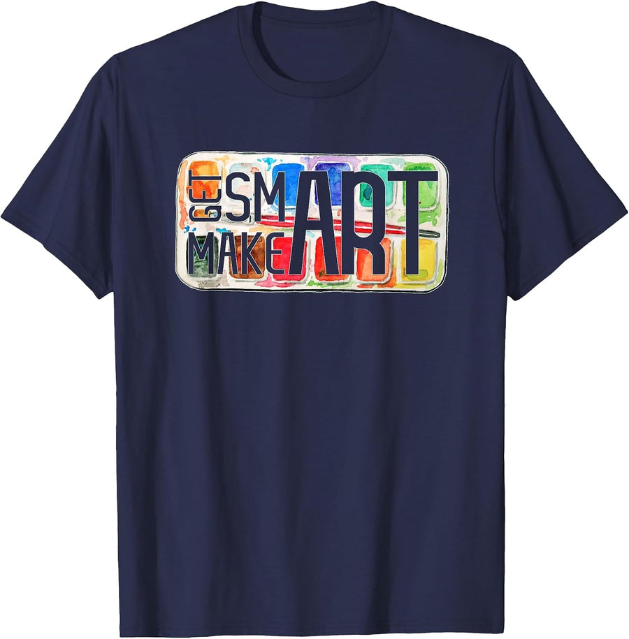 Get smart Make Art T-Shirt - Navy Blue