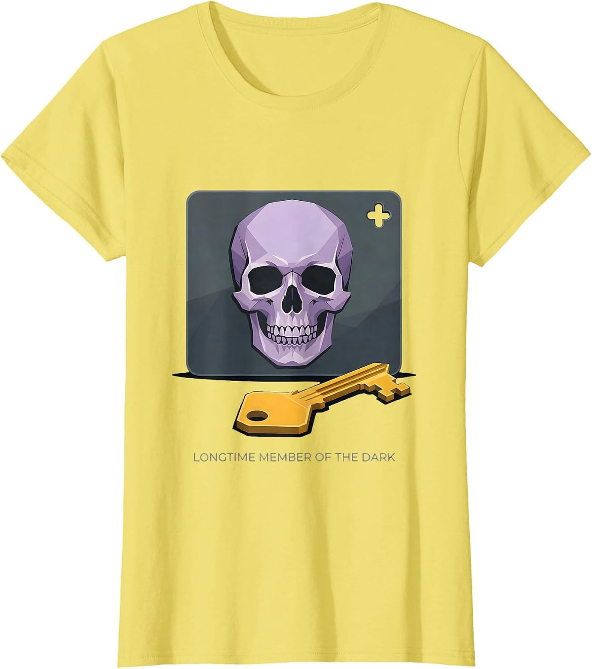 Women's Longtime Member Of The Dark Alt Goth Y2K Grunge Skull T-Shirt - Lemon Yellow