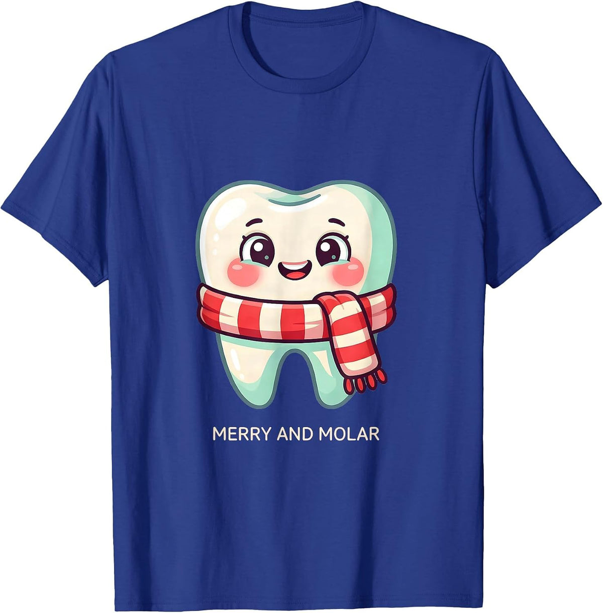 Merry and Molar Cute Kawaii Dental Christmas Dentist Dental T-Shirt - Royal Blue
