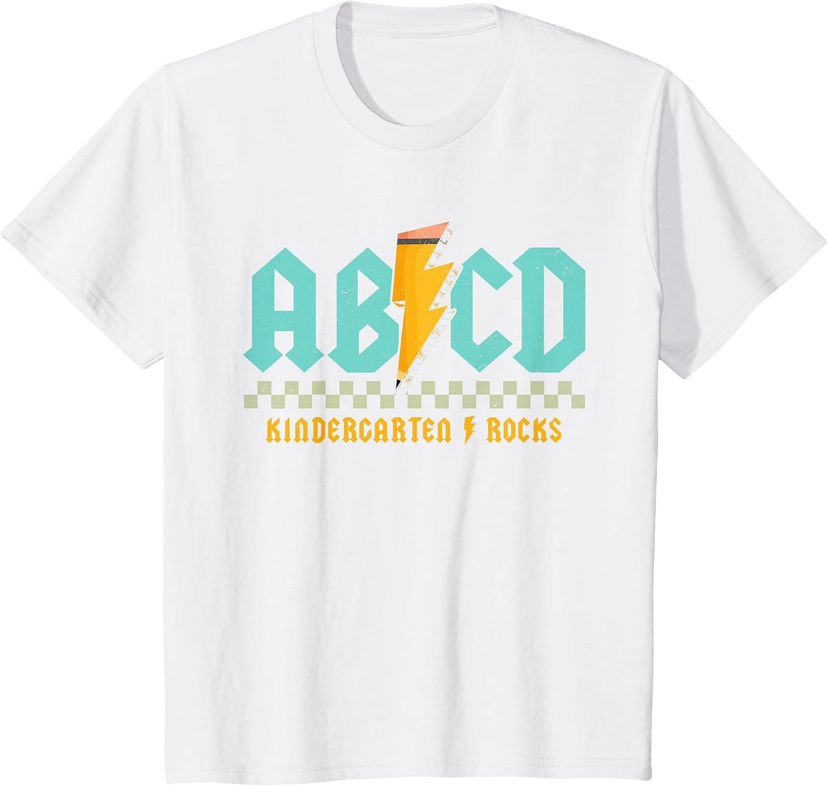 ABCD Kindergarten Rocks Pencil Lightning Students Teachers T-Shirt - White