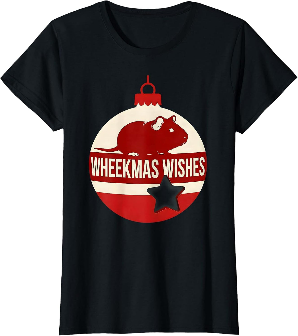 Women's Wheekmas Wishes Funny Guinea Pig Christmas Pet Lover Holiday T-Shirt - Black