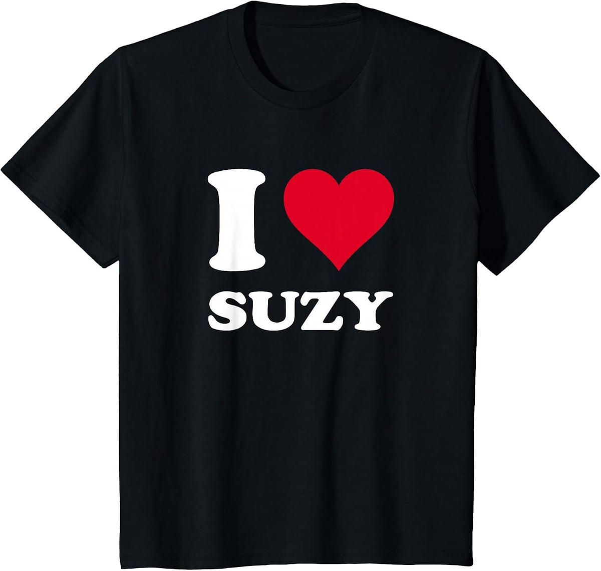 Red Heart I Love Suzy T-Shirt - Black