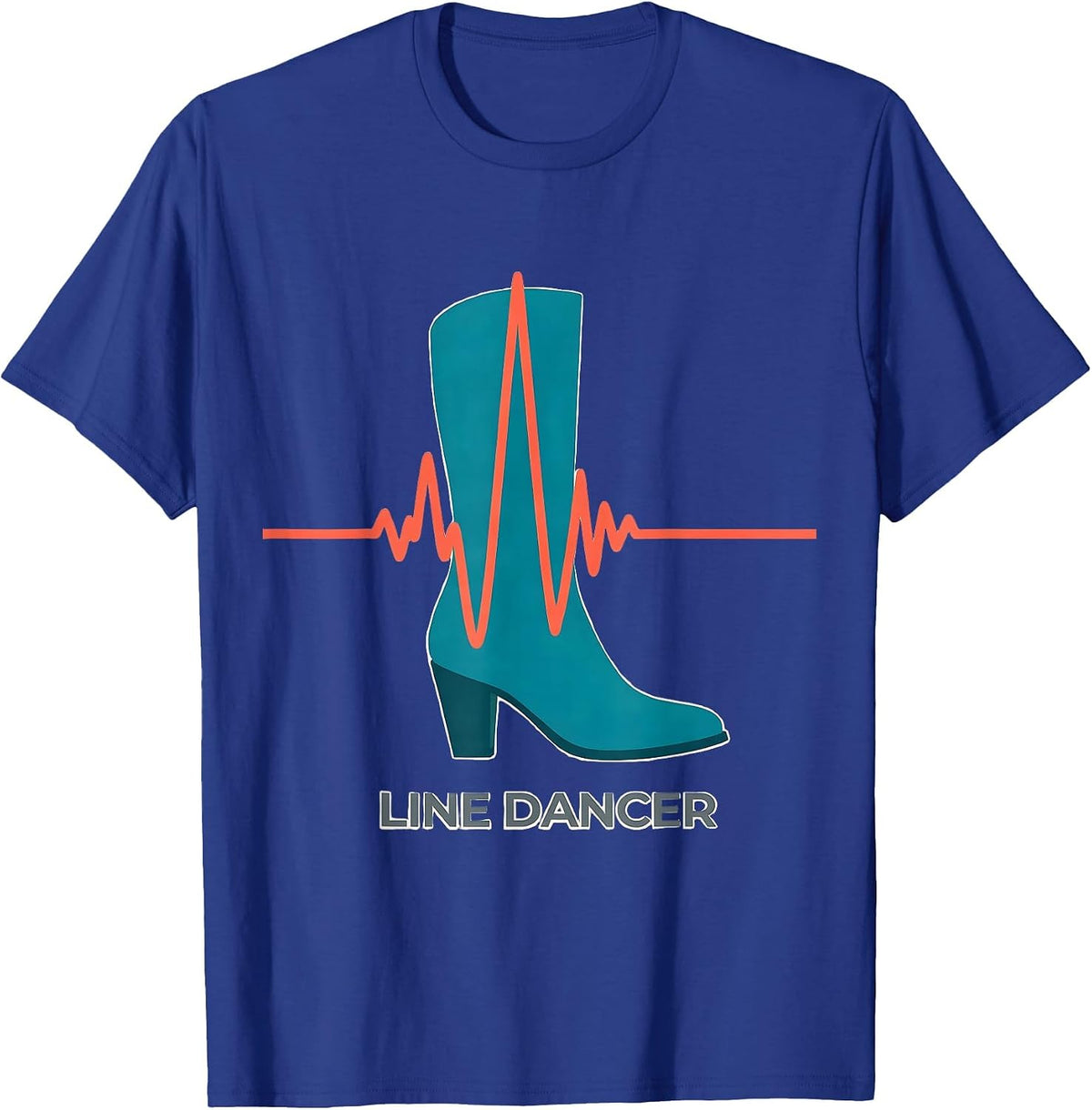 Men's Line Dancer Heartbeat EKG Pulse Line Dancing Hobby Pride T-Shirt - Royal Blue