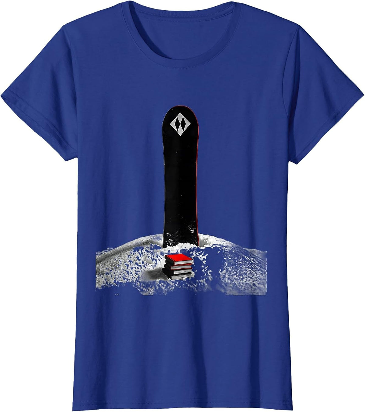 Women's Snowboard Monument Minimalist Winter Sports Humor T-Shirt - Royal Blue