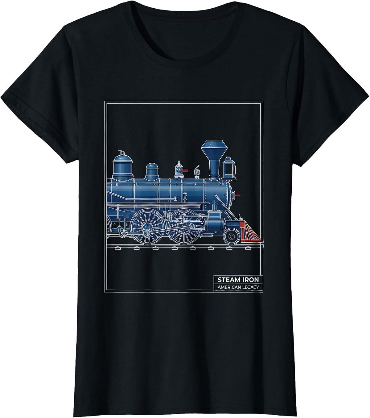 Steam Iron American Legacy Vintage Steam Locomotive Train T-Shirt - Black