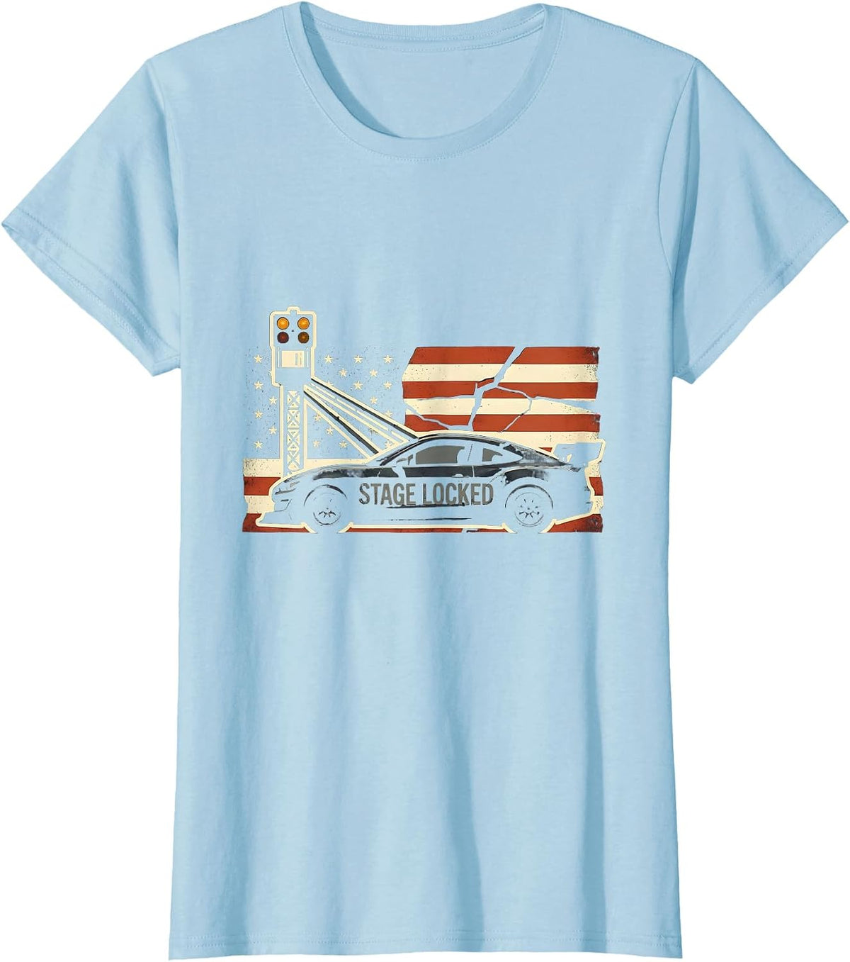 Women's Stage Locked Patriotic RC Car Racing Sprint Car Hobbyist T-Shirt - Baby Blue