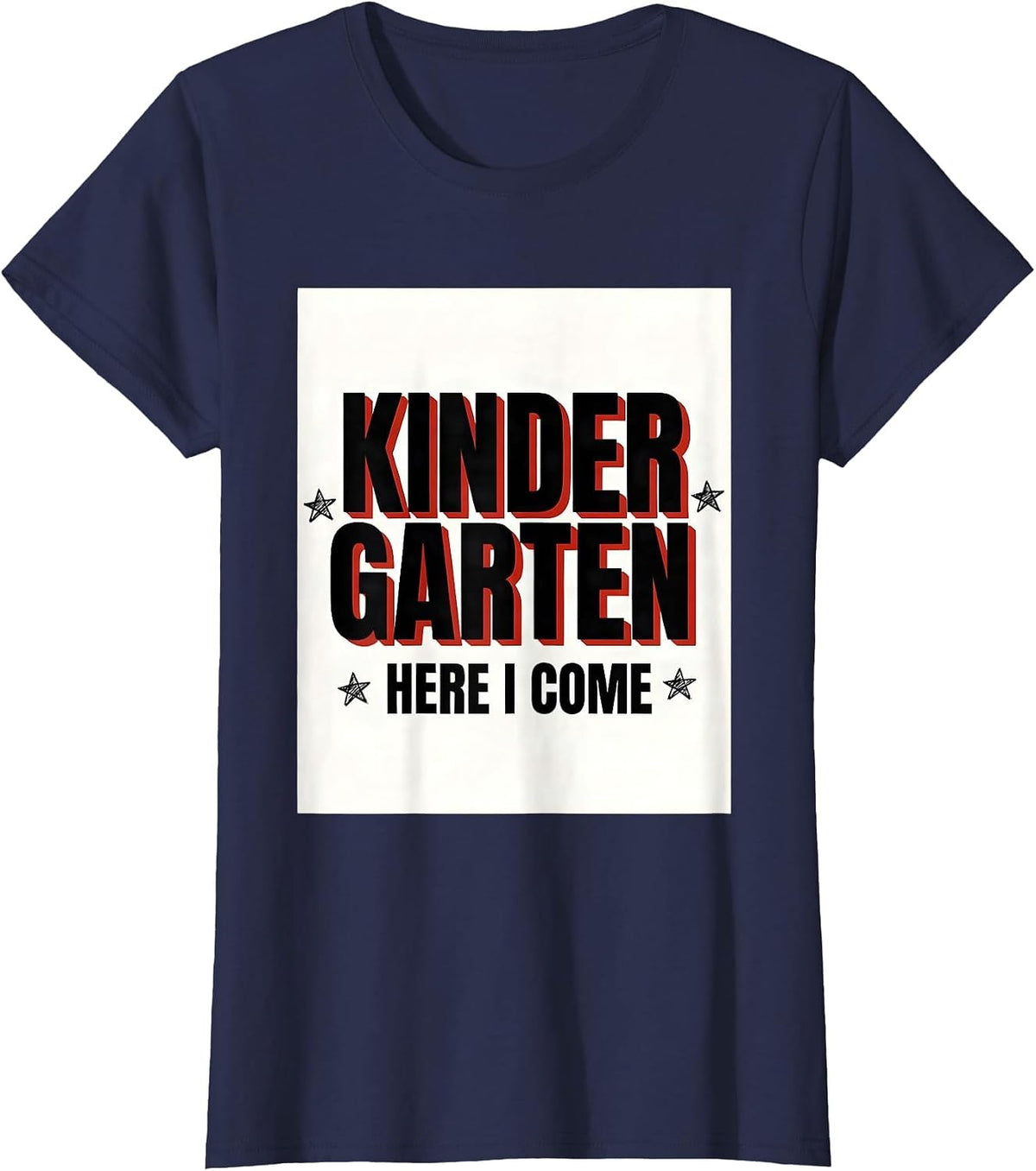 Women's Kindergarten Here I Come Cute Camp Kindergarten Teacher Back T-Shirt - Navy Blue