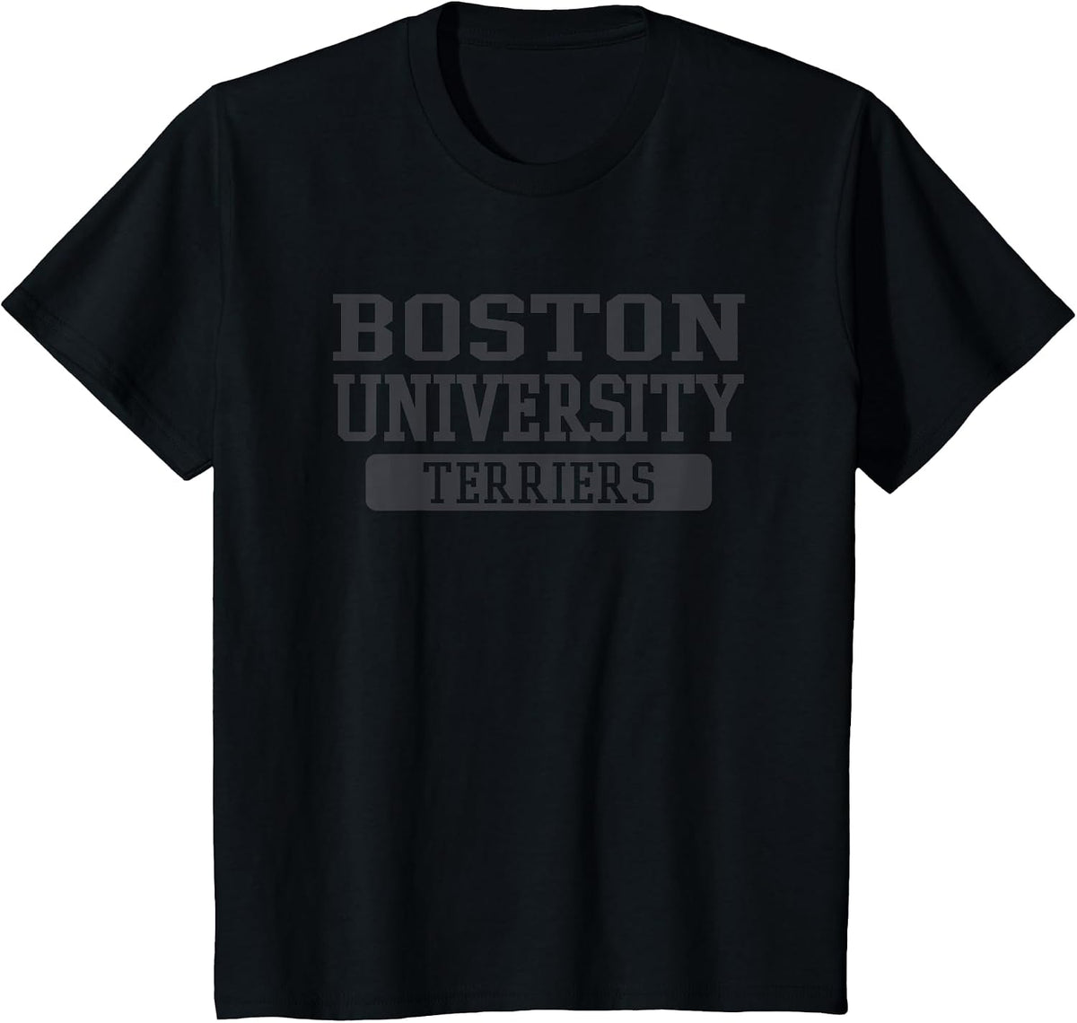 Boston Terriers Black Tonal Stacked - Boston U T-Shirt - Black
