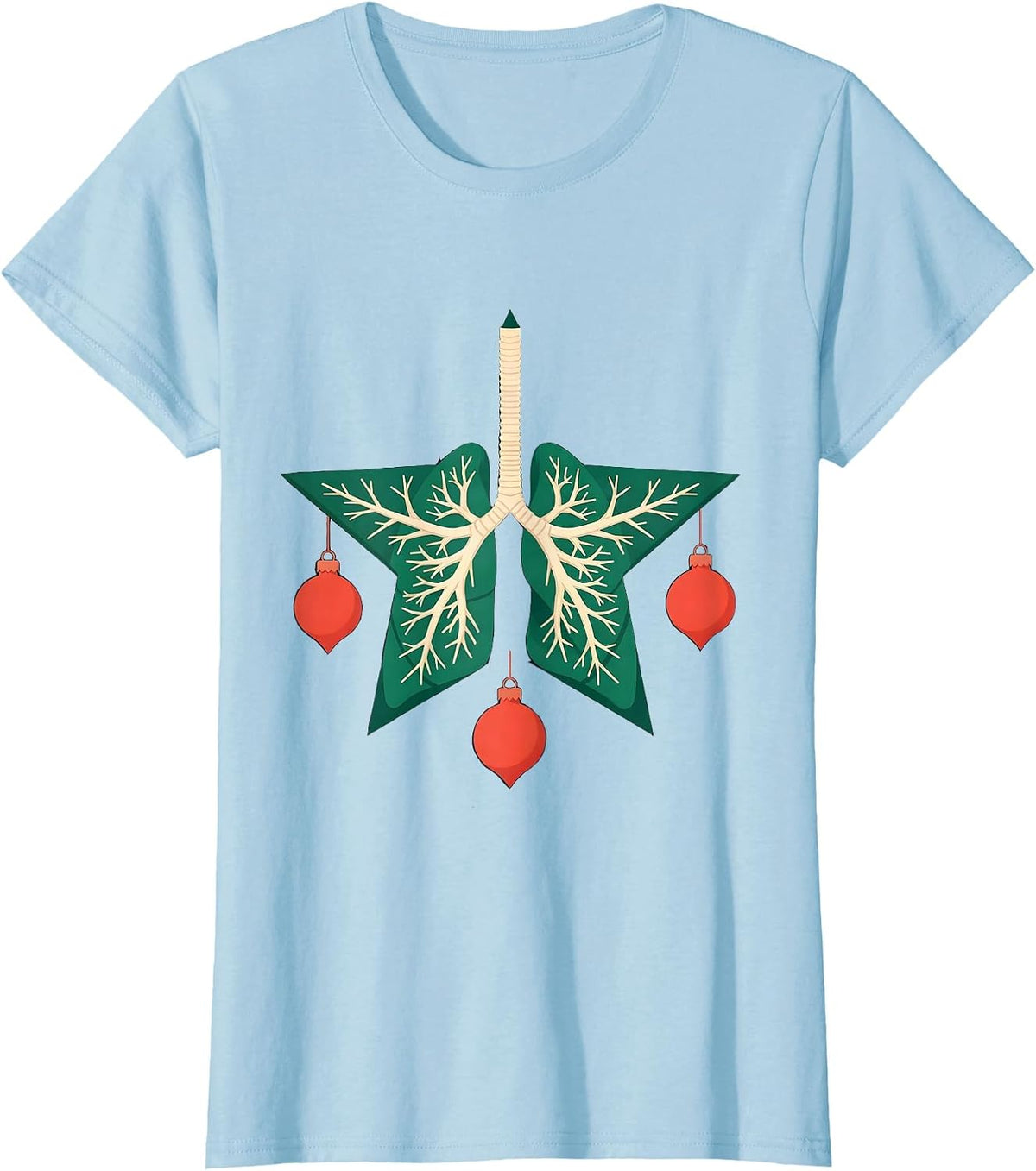 Lung Star Respiratory Therapist Christmas Humor T-Shirt - Baby Blue