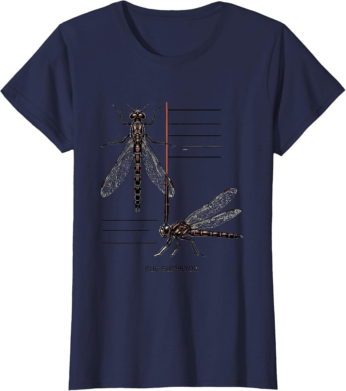 Women's Bug Surveyor Minimalist Entomology Bug Collector Species T-Shirt - Navy Blue