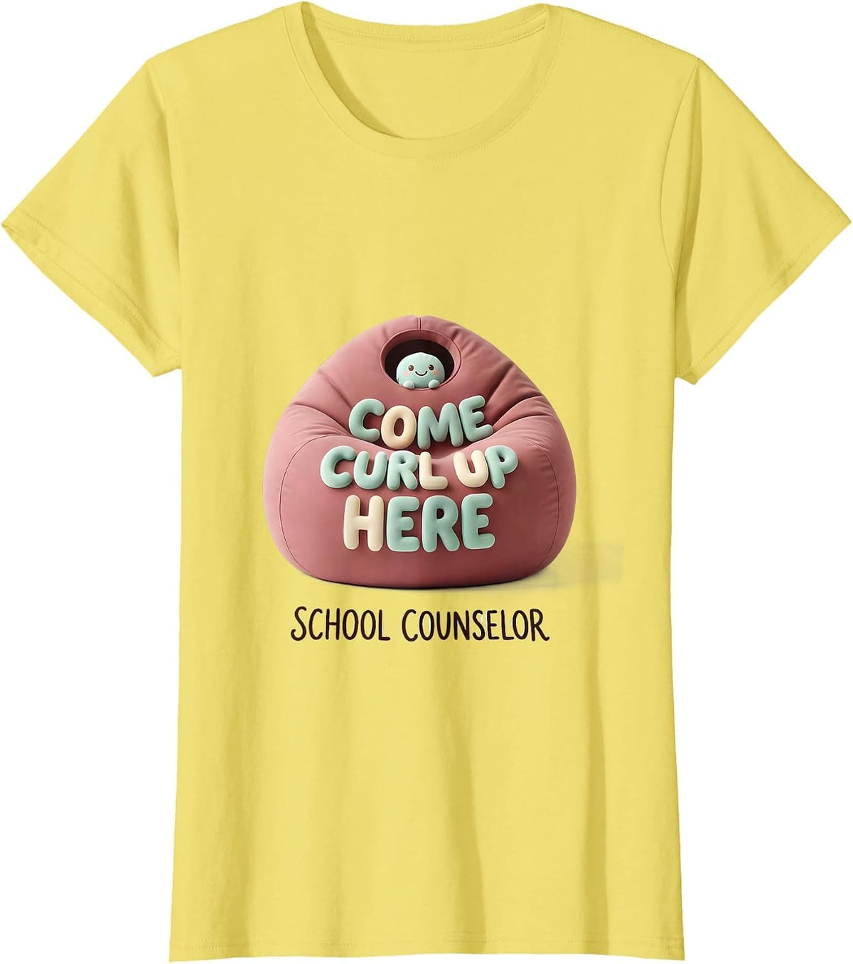 Come Curl Up Here School Counselor Cute Kawaii Support Humor T-Shirt - Lemon Yellow