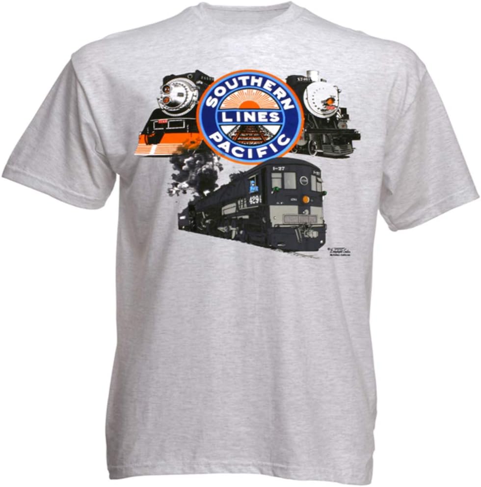 SP Triple Header Authentic Railroad T-Shirt Tee Shirt [106] - Adult Grey