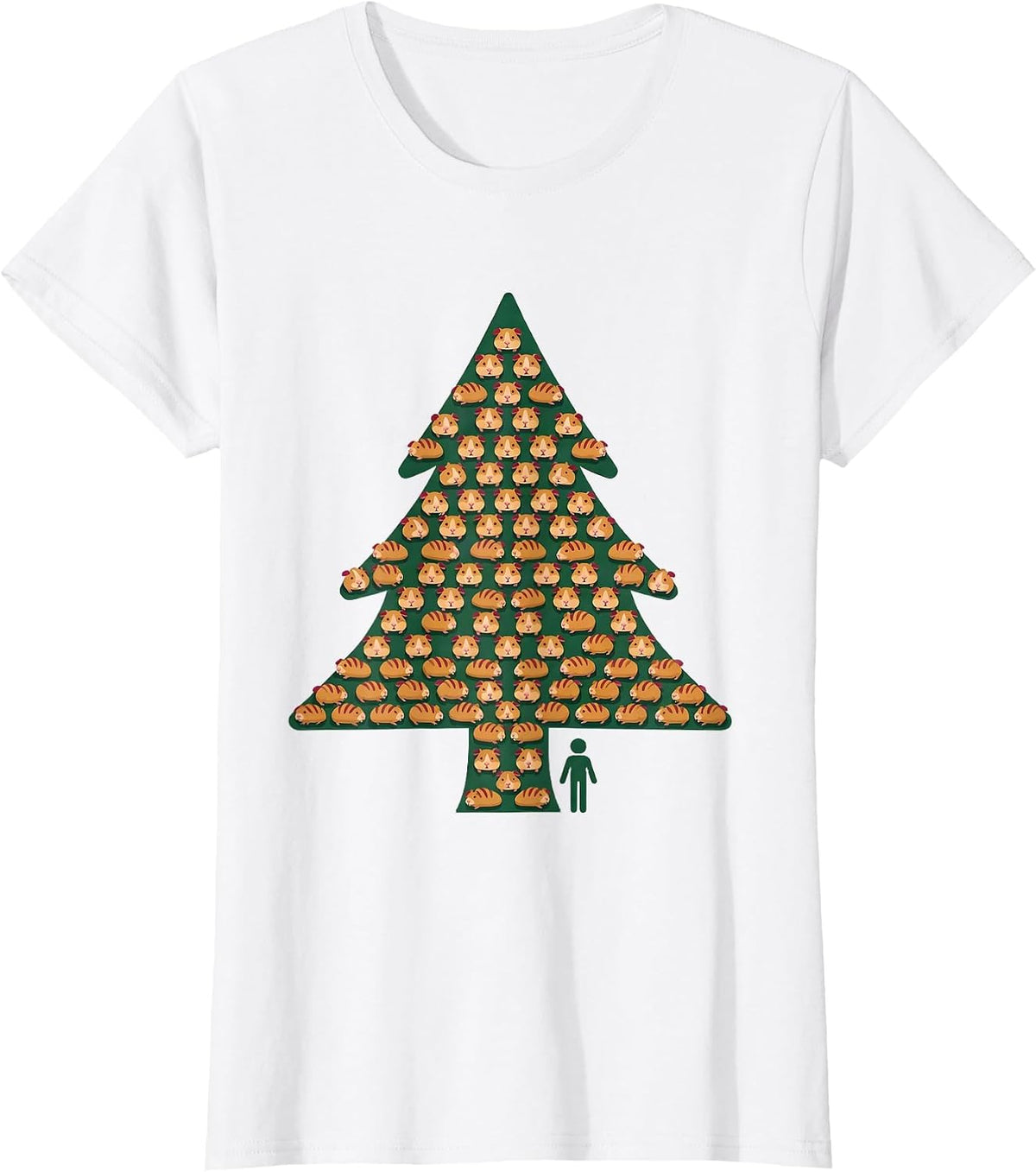 Women's Guinea Pig Christmas Tree Holiday Pet Lover Humor T-Shirt - White