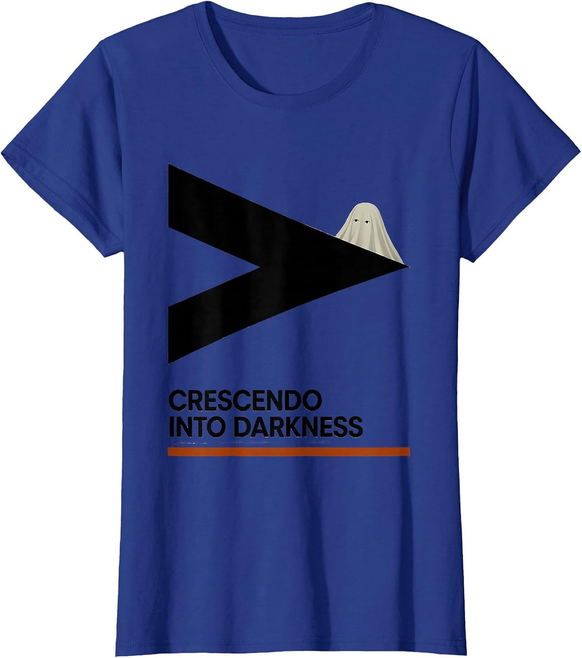 Women's Crescendo Into Darkness Whimsical Art Teacher Halloween T-Shirt - Royal Blue