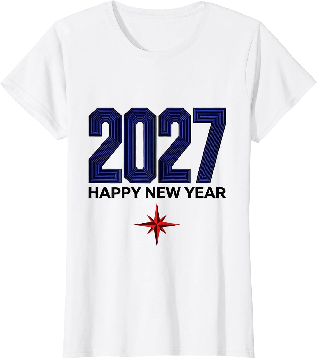 Happy New Year 2027 Geometric Party Host Family Matching T-Shirt - White