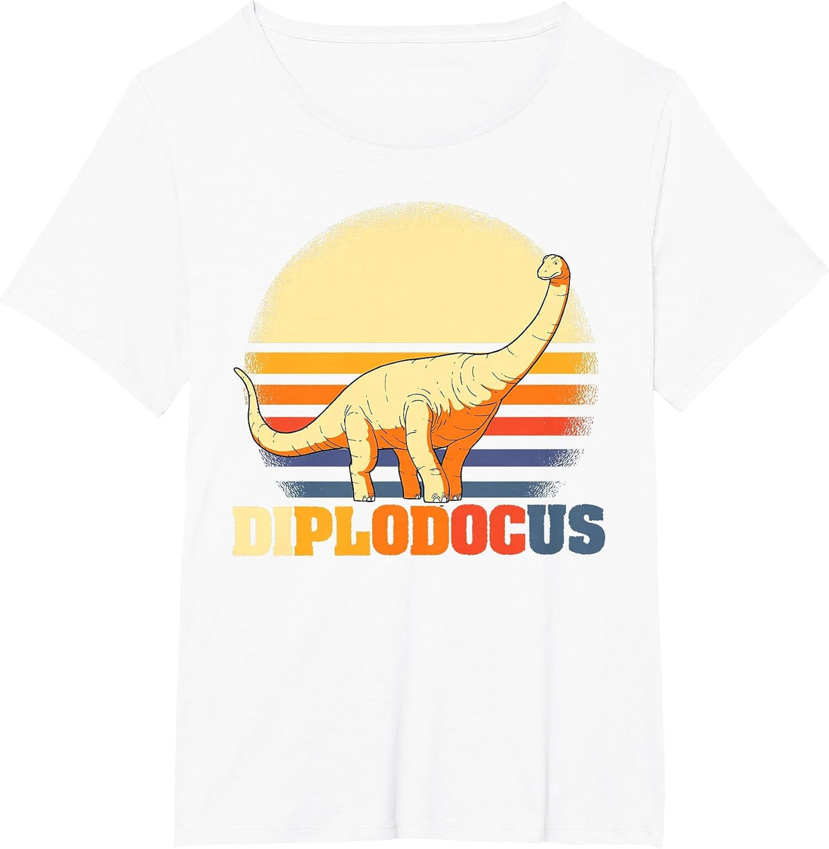Diplodocus Retro Design Dinosaur T-Shirt - White