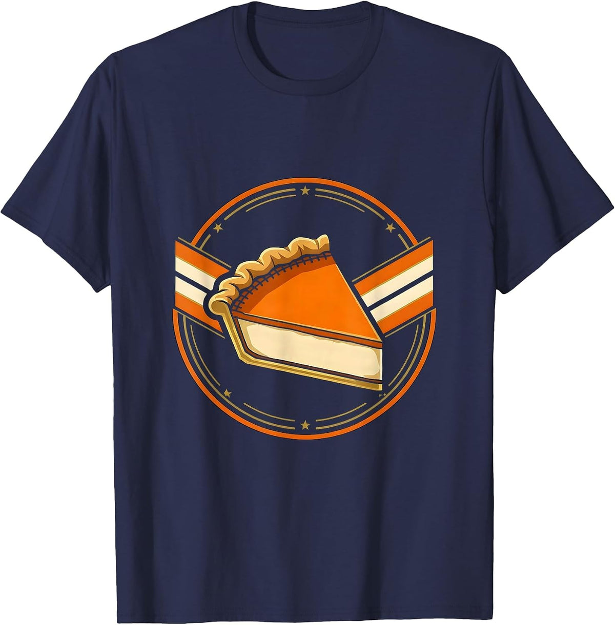 Men's Pumpkin Pie Wedge Sports Humor Thanksgiving T-Shirt - Navy Blue
